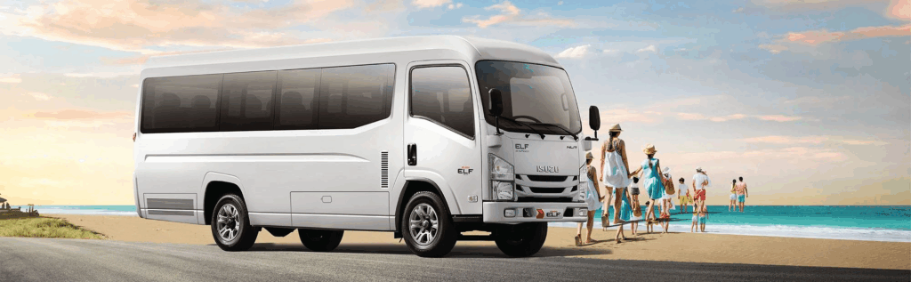 Elf Long 22 Seat, Sewa Elf 22 Seat, Transportasi Rombongan Nyaman, Mobil Elf Kapasitas Besar, Minibus Elf untuk Wisata