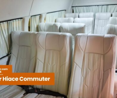 Interior Hiace Commuter, kenyamanan kabin Hiace, sewa Hiace commuter, desain interior Hiace, kursi nyaman Hiace